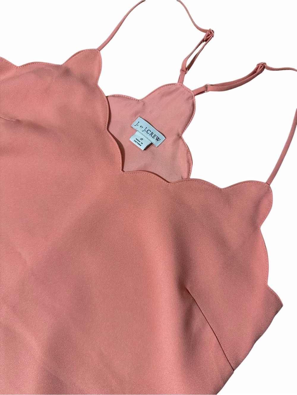 J. CREW Coral Scallop-Edge Silk Cami